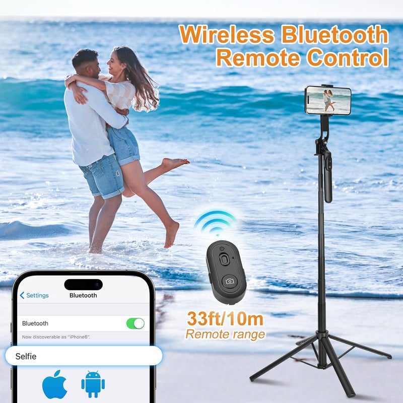YUANRAN 70inch Selfie Stick Phone Tripod with Rechargeable Remote,Portable Extendable 3 in 1 Cell Phone Tripod Stand for Video Recording,Travel Selfie Stick for iPhone and Android - Image 5